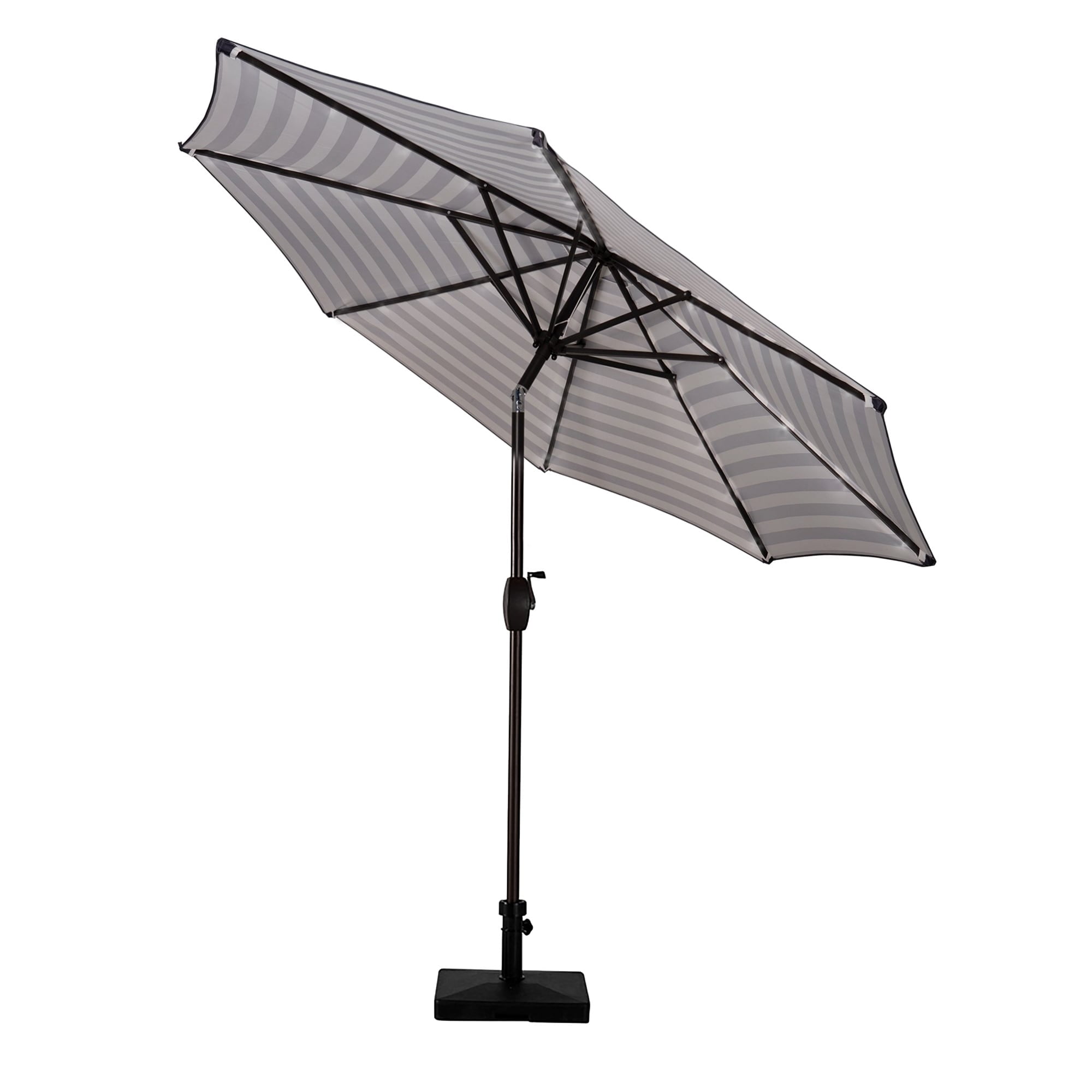 Polytrends Brock 9-Foot Market Patio Umbrella with Concrete Base Weight Stand Included Black Striped