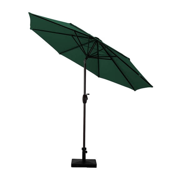 Polytrends Brock 9-Foot Market Patio Umbrella with Concrete Base Weight Stand Included Dark Green