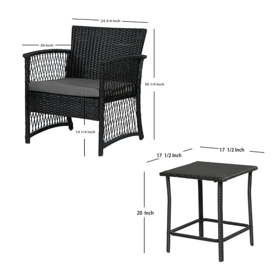 Westin Furniture Heritage Outdoor 3-piece Wicker Bistro Patio Set Black/Beige