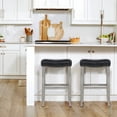 thumbnail image 1 of Polytrends Jameson Upholstered Polyester 29" Bar Stool - Saddle Seat (Set of 2) Gray Legs Leather, 1 of 5