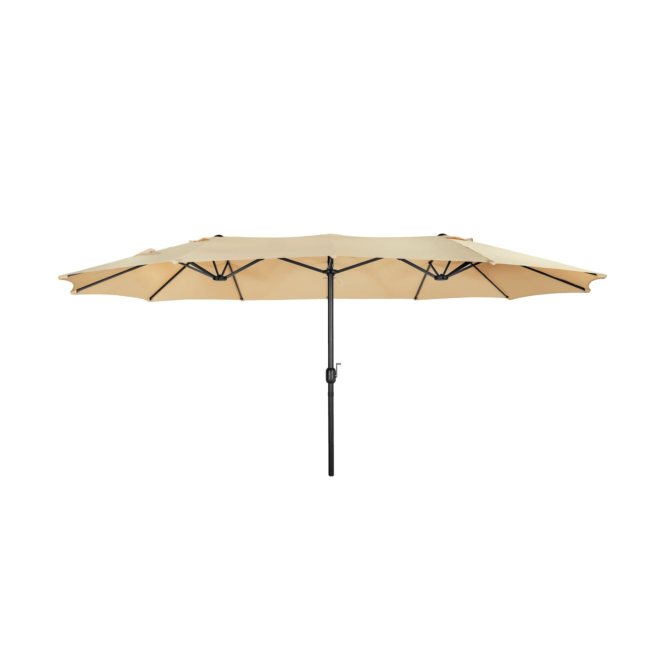 Beige 15 ft Double-Sided Outdoor Patio Umbrella with Steel Pole