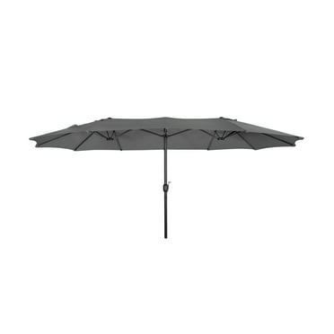 Polytrends Johnn 15-foot Double-Sided Outdoor Offset Patio Twin Umbrella Gray 15ft