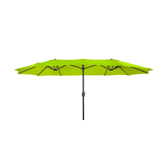 Polytrends Johnn 15-foot Double-Sided Outdoor Offset Patio Twin Umbrella Lime 15'
