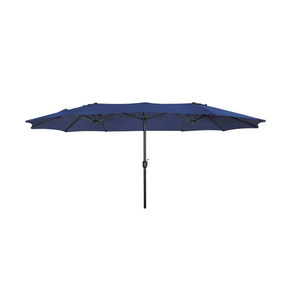 Polytrends Johnn 15-foot Double-Sided Outdoor Offset Patio Twin Umbrella Navy Blue 15ft