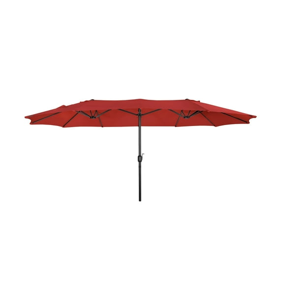 Polytrends Johnn 15-foot Double-Sided Outdoor Offset Patio Twin Umbrella Red 15'