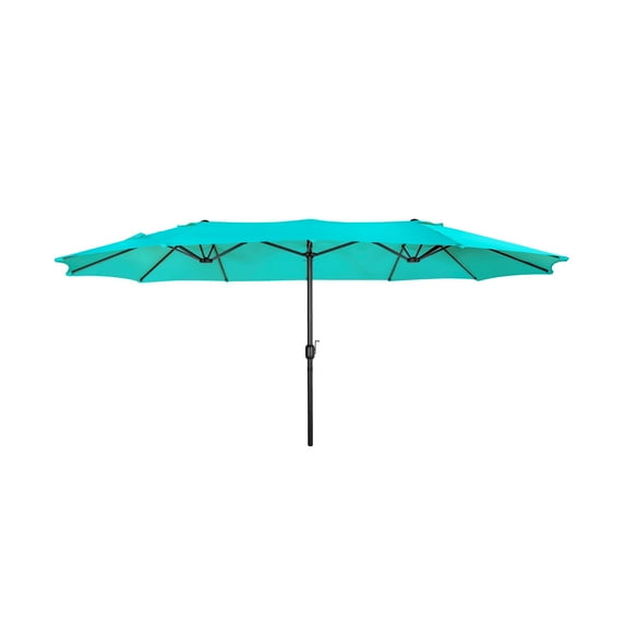 Polytrends Johnn 15-foot Double-Sided Outdoor Offset Patio Twin Umbrella Turquoise 15 ft