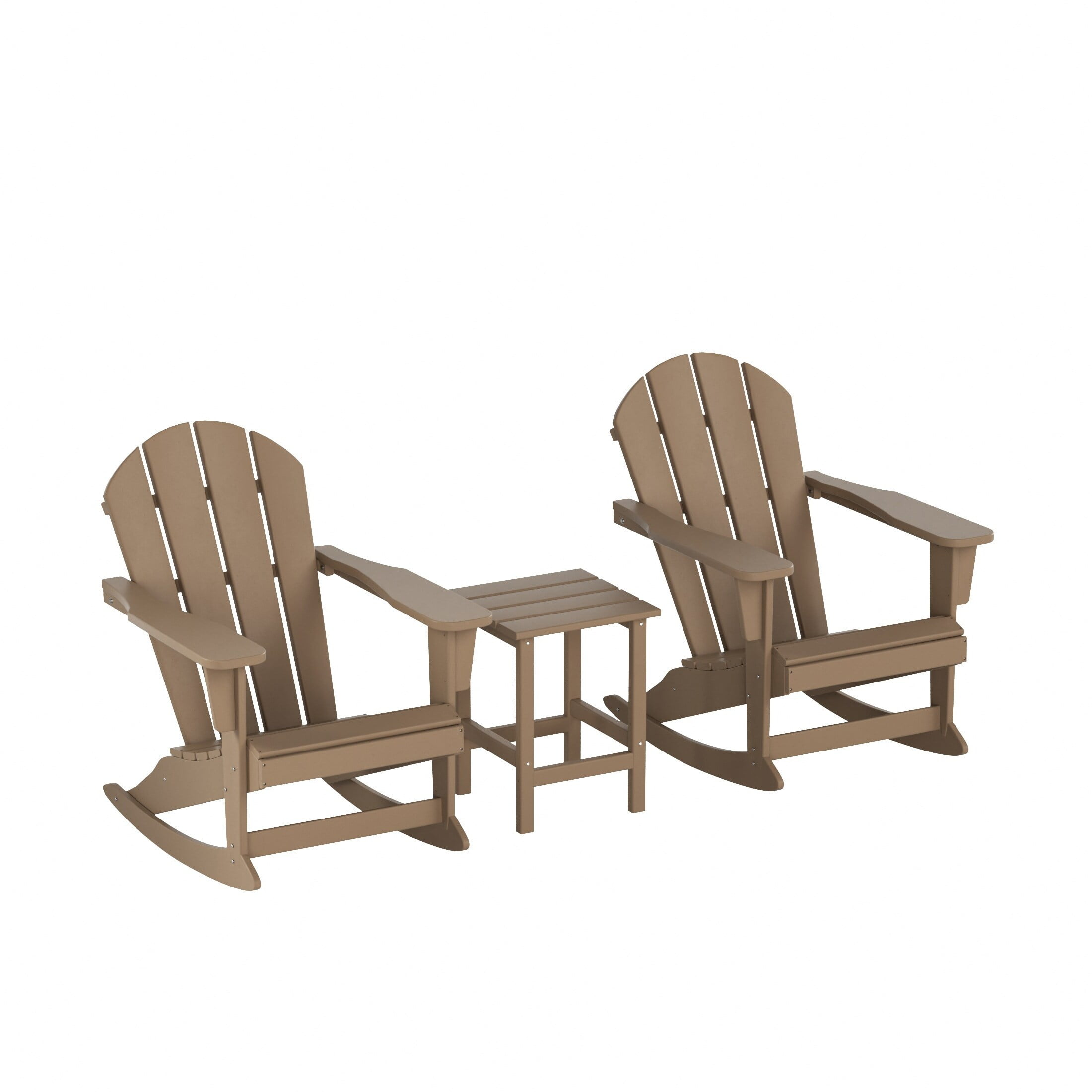 Eco-Friendly Weathered Wood Poly Adirondack Rocking Chair Set for 2