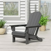 Polytrends  Laguna All Weather Poly Outdoor Adirondack Chair - Foldable Gray Poly Synthetic Fiber, Plastic