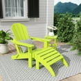 thumbnail image 1 of Polytrends  Laguna All Weather Poly Outdoor Patio Adirondack Chair Set - with Ottoman and Side Table (3-Piece) Lime, 1 of 5