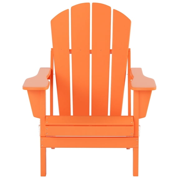 Polytrends Laguna All Weather Poly Outdoor Patio Adirondack Chair Set - with Ottomans and Side Table (5-Piece) Orange