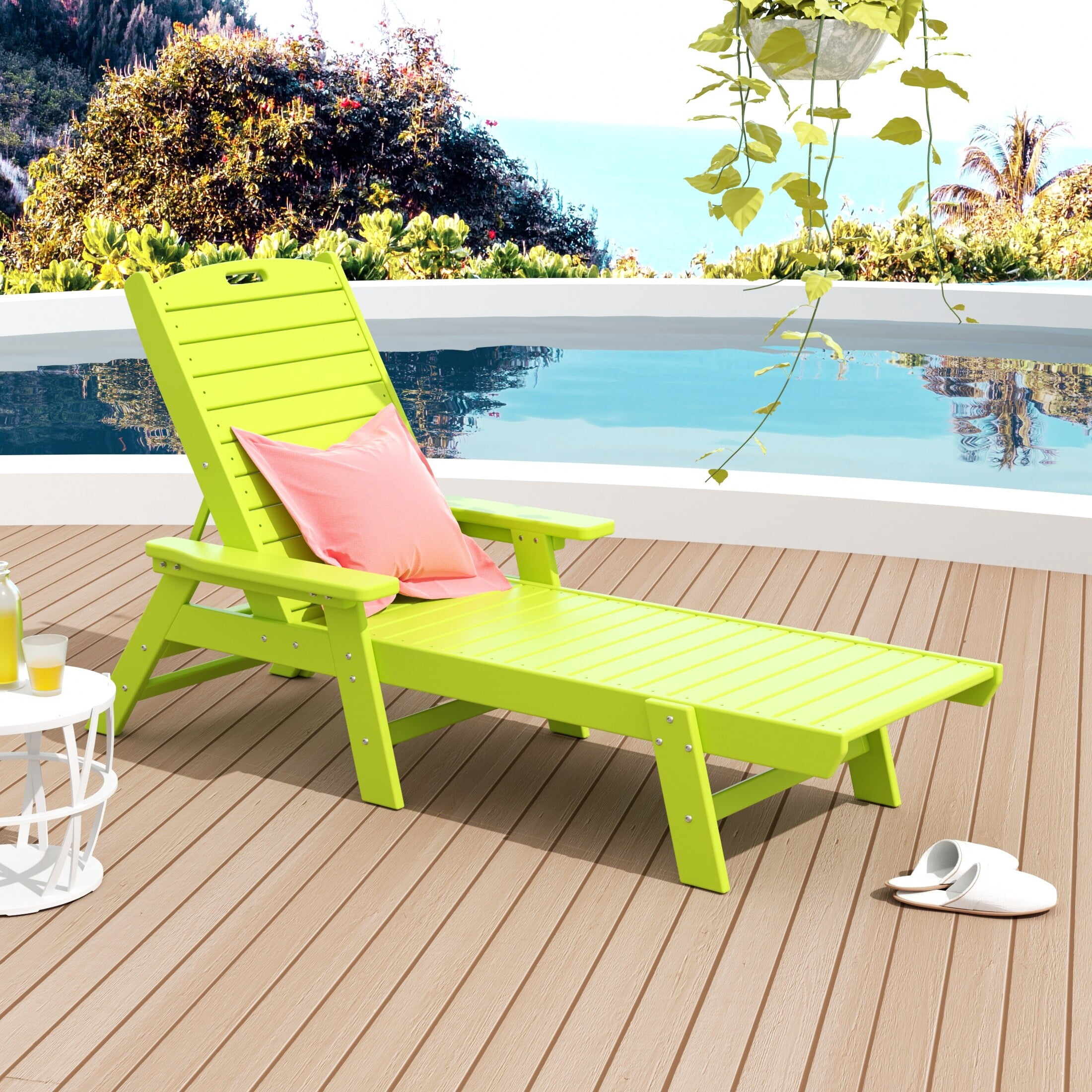 Polytrends Laguna All Weather Poly Pool Outdoor Chaise Lounge - with ...