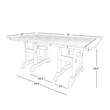 Polytrends Laguna Hdpe All Weather Outdoor Patio 71" Rectangular Dining Table Dark Green