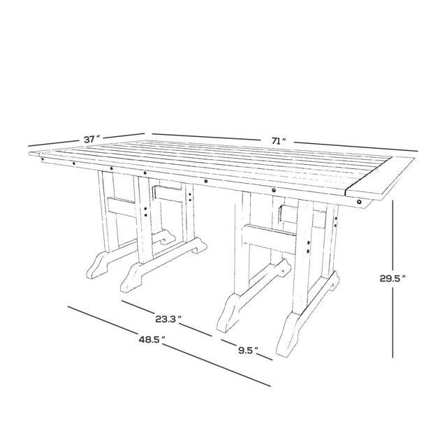 Polytrends Laguna Hdpe All Weather Outdoor Patio 71" Rectangular Dining Table Teak