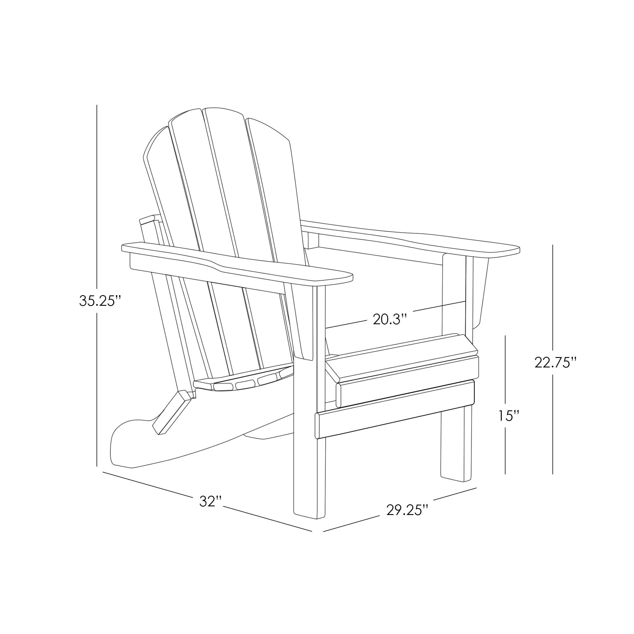 Gray HDPE 4-Piece Foldable Adirondack Chair and Ottoman Set