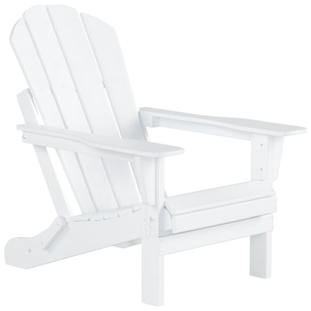 Polytrends Laguna Hdpe All Weather Outdoor Patio Foldable Adirondack Chairs With Side Table (3-Piece Set) White