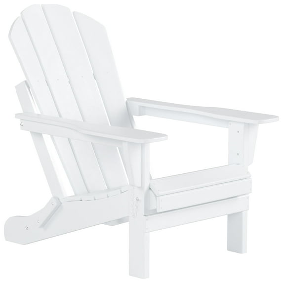 Polytrends Laguna Hdpe All Weather Outdoor Patio Foldable Adirondack Chairs With Side Table (3-Piece Set) White