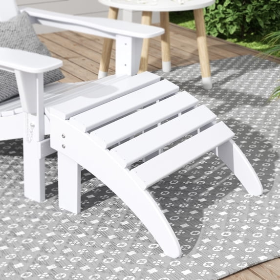 Polytrends Laguna Hdpe All Weather Outdoor Patio Foldable Ottoman White