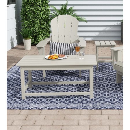 Polytrends Laguna Hdpe All Weather Outdoor Patio Rectangular Coffee Table Sand