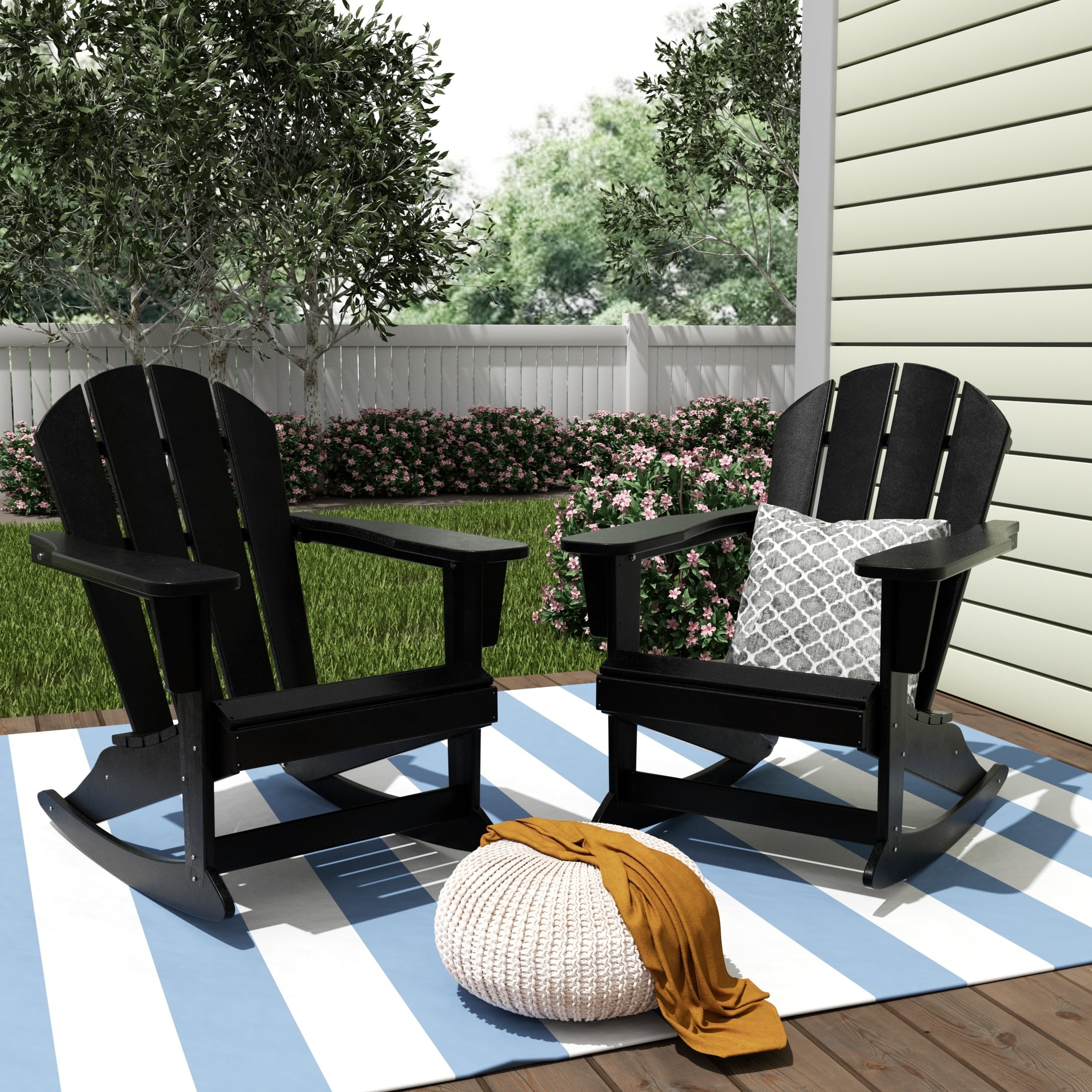 Polytrends  Laguna Hdpe All Weather Outdoor Patio Rocking Chair (Set of 2) Black