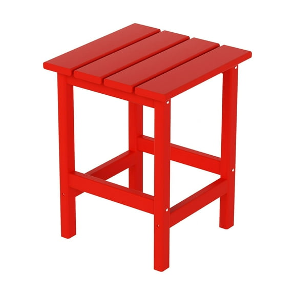 Polytrends Laguna Hdpe All Weather Outdoor Patio Square Side Table Red
