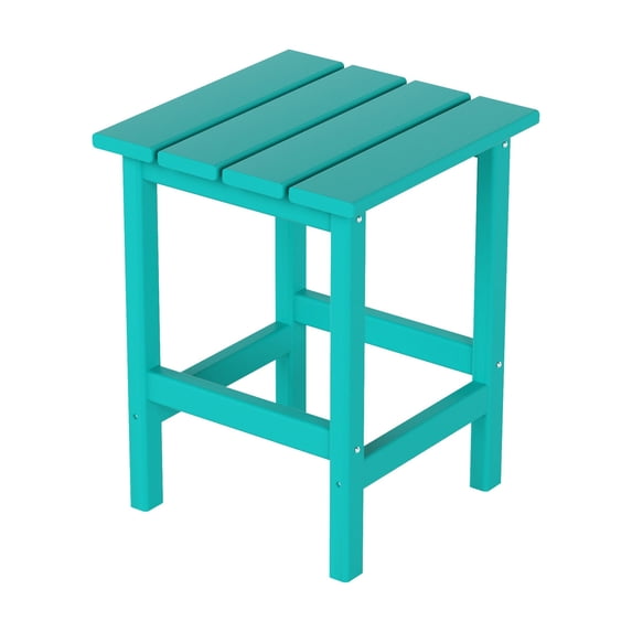Polytrends Laguna Hdpe All Weather Outdoor Patio Square Side Table Turquoise