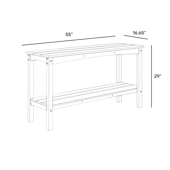 Polytrends Laguna Hdpe All Weather Outdoor Patio Two Shelf Table Teak