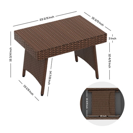Polytrends Peader Outdoor Wicker Adjustable Collapsible Folding Table Gray