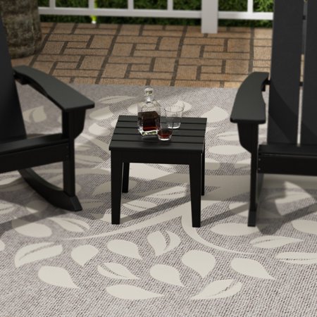 Polytrends Shoreside HDPE Eco-Friendly All Weather Square Modern 18" Side Table Black