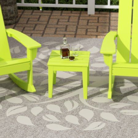 Polytrends Shoreside HDPE Eco-Friendly All Weather Square Modern 18" Side Table Lime