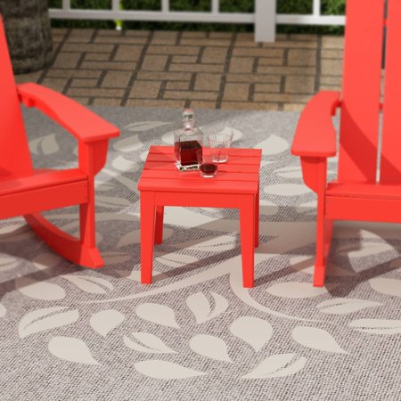 Polytrends Shoreside HDPE Eco-Friendly All Weather Square Modern 18" Side Table Red