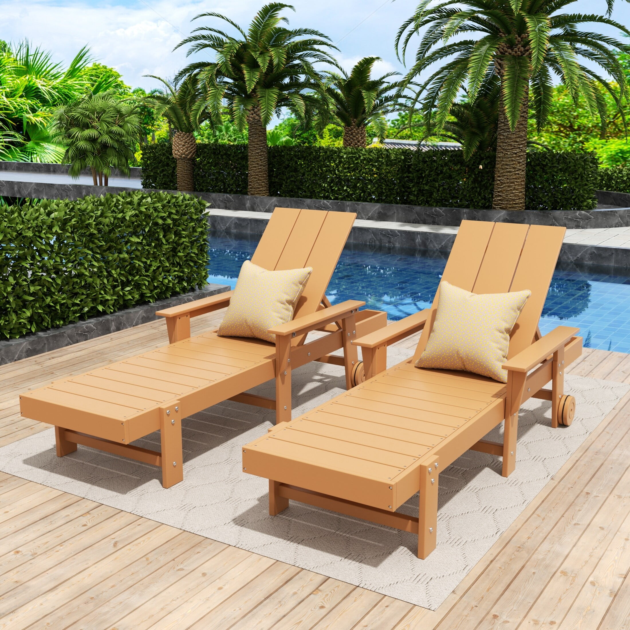 Polytrends Shoreside Modern Poly Reclining Ecofriendly Chaise Lounge