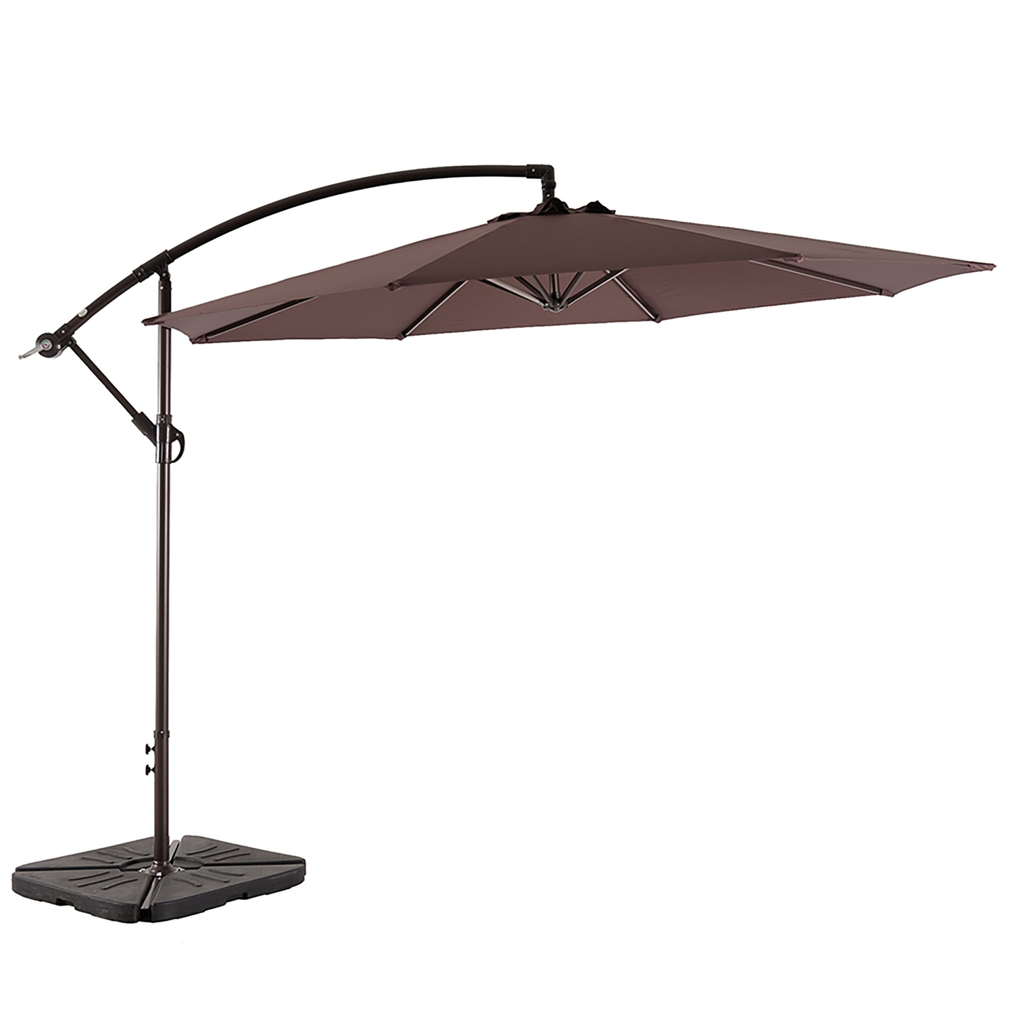 Polytrends Steele 10-ft. Offset Patio Umbrella with Weight Base Stand Coffee