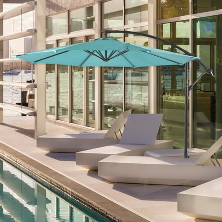 Westin Furniture 10 ft Cantilever Hanging Patio Umbrella Turquoise
