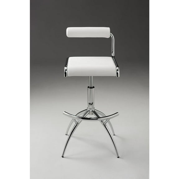 Polyurethane Bar Stool with Chrome Legs White Set of 2