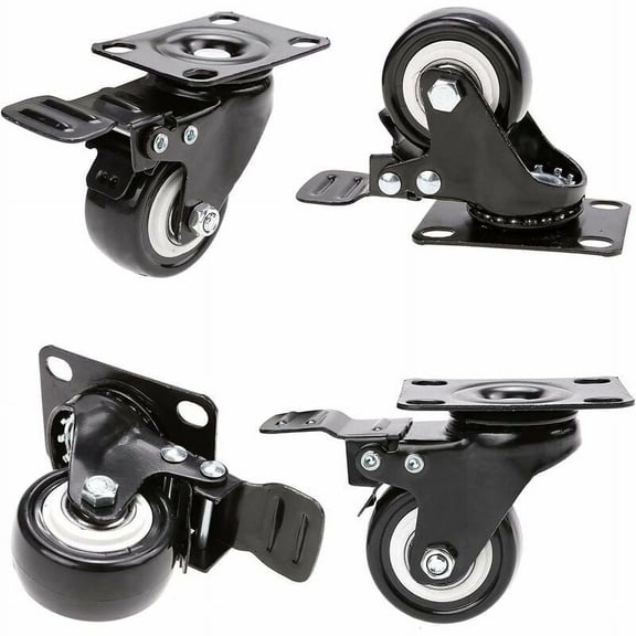 Polyurethane Castors, Set Of 4 Heavy Duty Wheels With Brake, Non-Marking For Floor Protection, 360-Degree Rotation Swivel Casters For Effortless Mobility