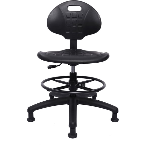 Polyurethane Drafting Lab Stool Chair, 18" Adjustable Footring, 8" Adjustable Height, 450 lbs seat Capacity, Heavy Duty, Shipped Within 24 Hours Med. Bench Height (Glide)
