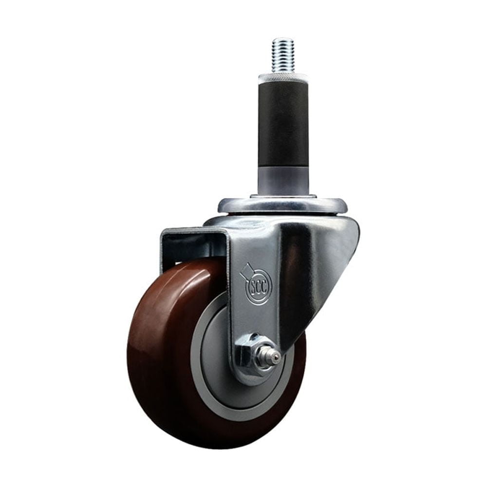 Polyurethane Expanding Stem Swivel Caster with 3 Inch Maroon Wheel and