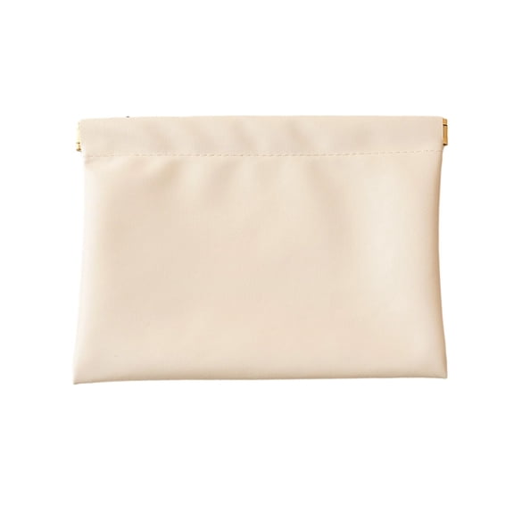 Polyurethane Leather Pouch Waterproof Auto-Closing Storage Bag for Cosmetics Cables Jewelry Travel Organizer Small White