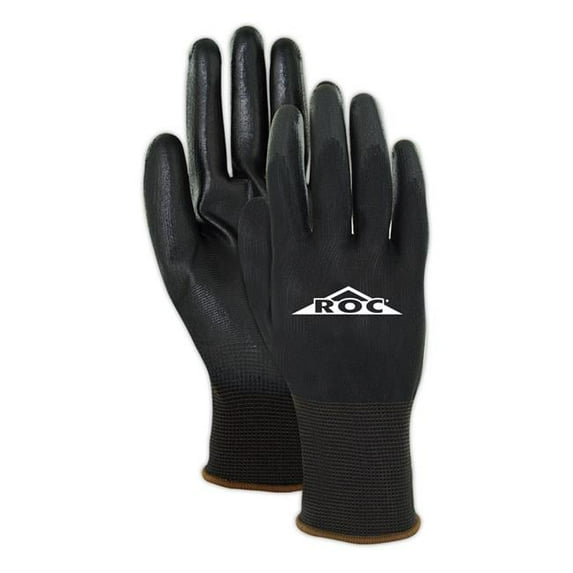 Polyurethane Palm Coated 100 percent Polyester Machine Knit Glove, Black - Extra Small