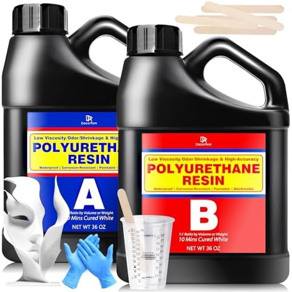 Polyurethane Resin, 72oz Polyurethane Casting Resin, Rapid Curing White, Low Viscosity Low Odor for Making Prototype Models, Sculptures, Figurines, Special Effects Props and Decorative Jewelry