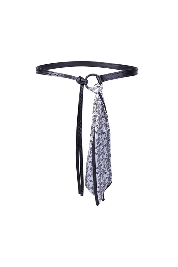 Polyurethane Silk Scarf Belt with Adjustable Metal Buckle for Retro Punk Hip - hop Party or Everyday Wear