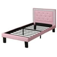 thumbnail image 1 of Polyurethane Twin Size Bed In High Headboard In Pink, 1 of 2