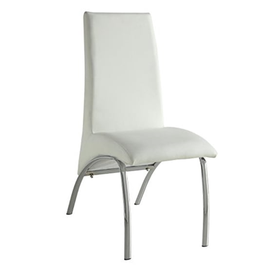 ACME Pervis Faux Leather Upholstered Side Chair in White and Chrome