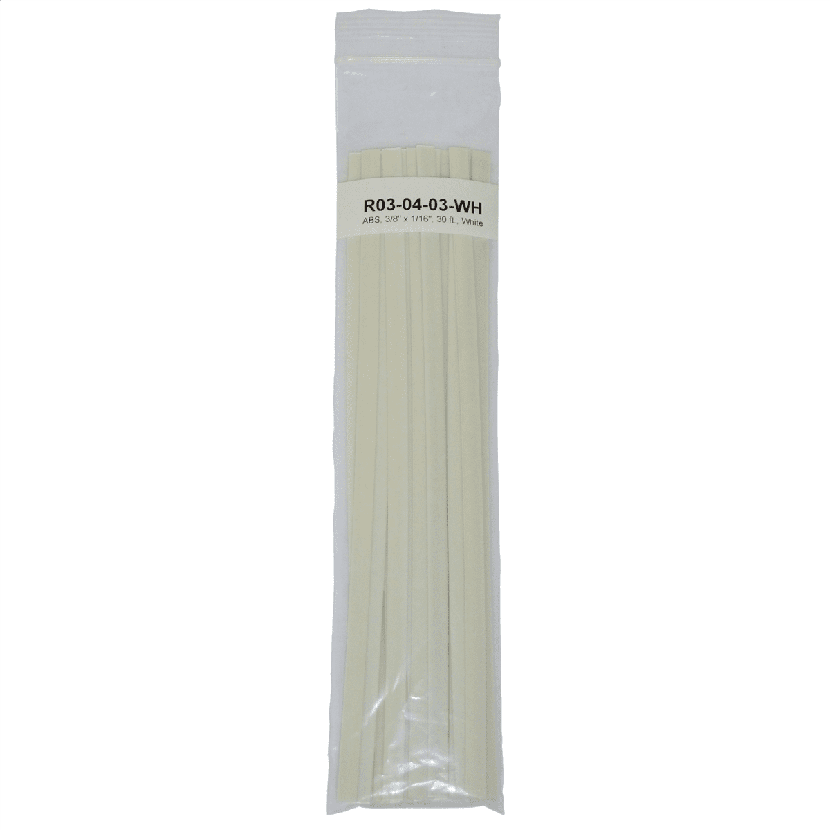 Polyvance ABS Strip, 3/8&rdquo; x 1/16&rdquo;, 30 ft., White