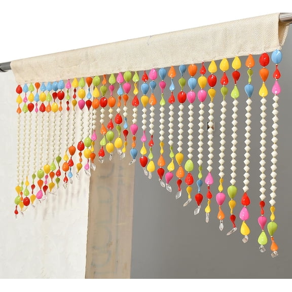 Polyvinyl Chloride Hanging Toran Beads Curtain for Living Room, Home Decorations, Pooja Room, Room Divider, Main Door I Toran I 4 x 2 Feet. (Multicolor)