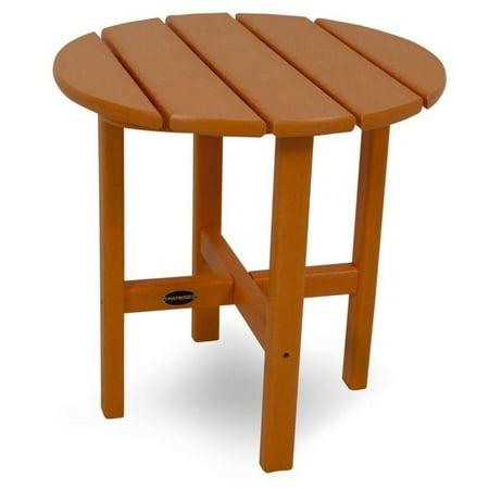 Polywood Round 18" Patio End Table in Tangerine