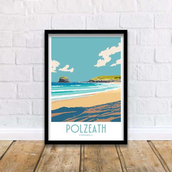 Polzeath Cornwall Travel Portrait Decor Unframed Paper Print