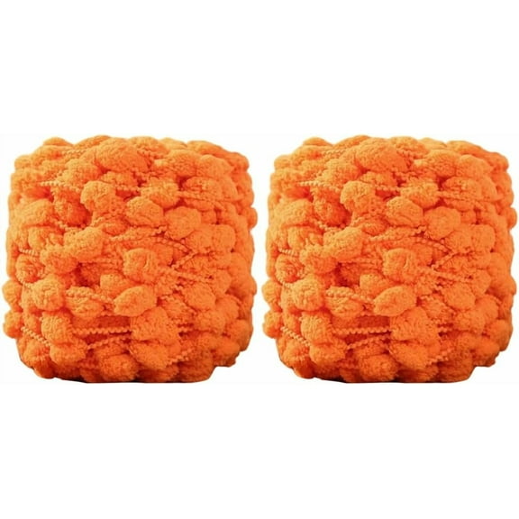 Pom Bomb 2 Rolls Pomp-A-Doodle Polyester Soft Ball Knitting Yarn, 100g/Roll Snowball Bean Thread for Weave Blanket Hats Mat Handcraft