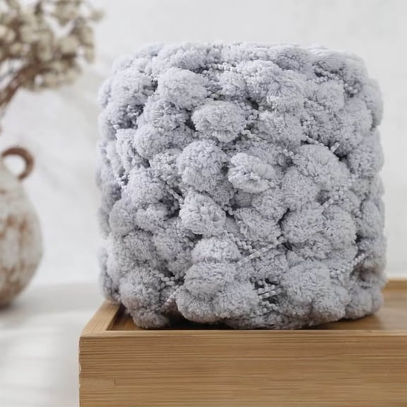 Solid Color Pom Pom Yarn, 100g/Roll, Soft Fluffy and Lightweight Pom Bomb Yarn for Knitting and Crocheting