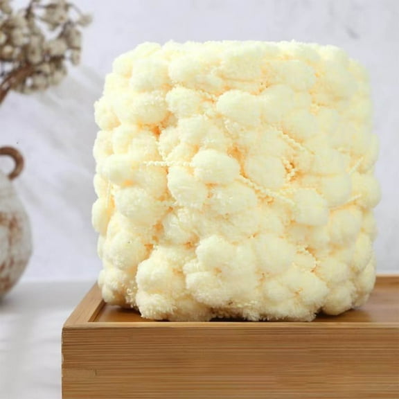 Solid Color Pom Pom Yarn, 100g/Roll, Soft Fluffy and Lightweight Pom Bomb Yarn for Knitting and Crocheting